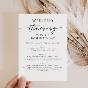 Elegant Weekend Birthday Itinerary Invitation
