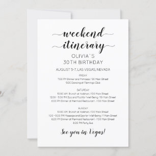 Elegant Weekend Birthday Itinerary Invitation