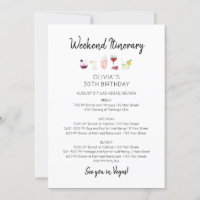 Elegant Weekend Birthday Itinerary Invitation
