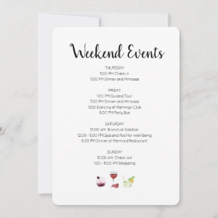 Elegant Weekend Events Itinerary Invitation