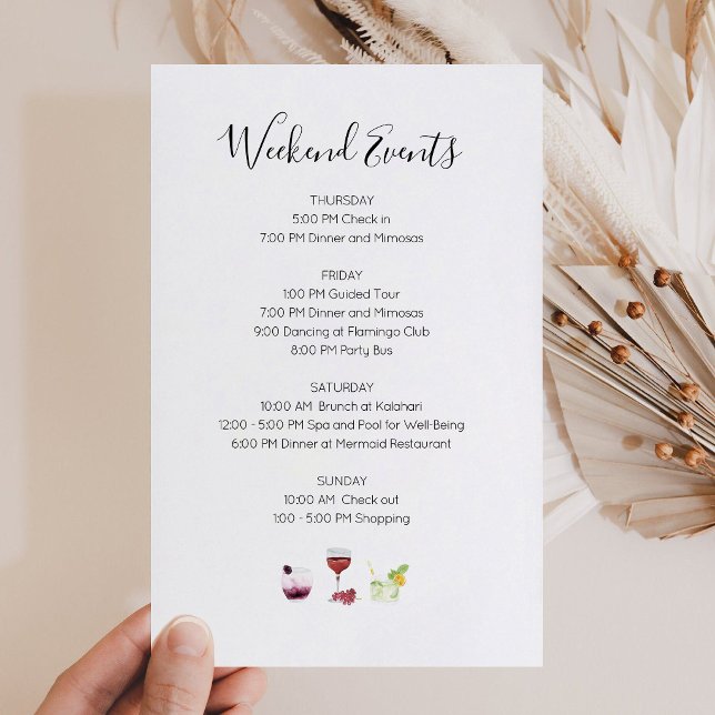 Elegant Weekend Events Itinerary Invitation (Elegant Weekend Events Itinerary Invitation)