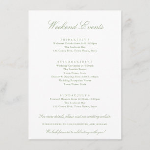 Elegant Weekend Events Sage Green Wedding Enclosure Card
