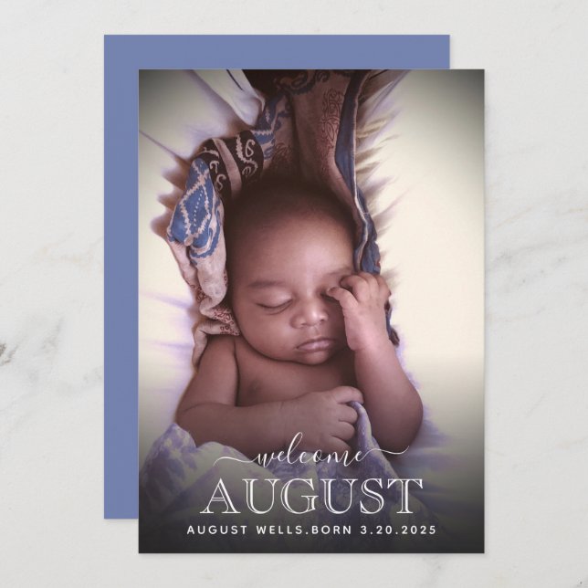 Elegant Welcome Baby Birth Announcement Photo Card (Front/Back)