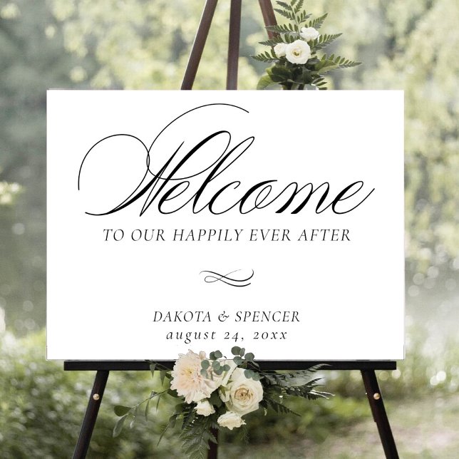 Elegant Welcome Black Calligraphy | Chic Wedding Poster (Creator Uploaded)