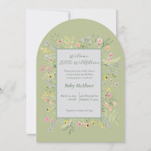 Elegant Welcome Little Wildflower Baby Shower Invitation