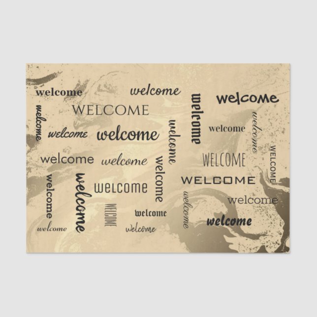Elegant welcome pattern black and gold tissue paper (Front)