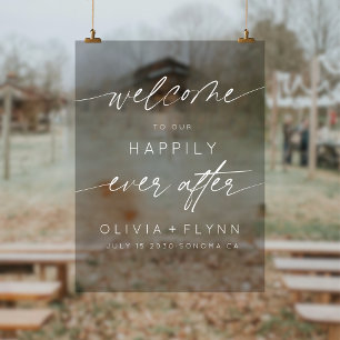 Elegant Welcome To Our Happily Ever After Acrylic Sign