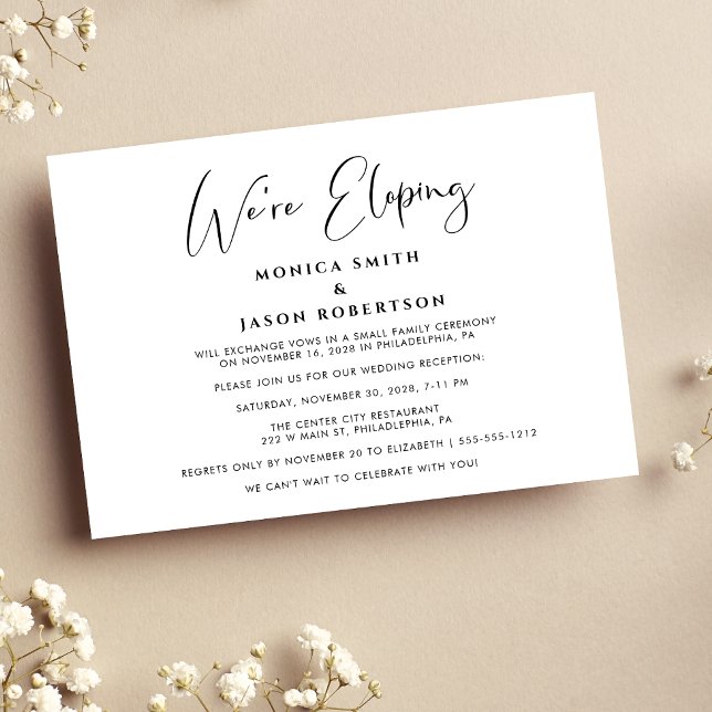 Elegant We're Eloping Wedding Reception Invitation (Creator Uploaded)