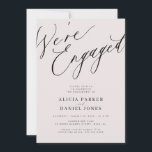 Elegant We're Engaged blush pink engagement party Invitation<br><div class="desc">Simple minimal chic whimsical calligraphy black and blush pink we're engaged script engagement party invitation.</div>
