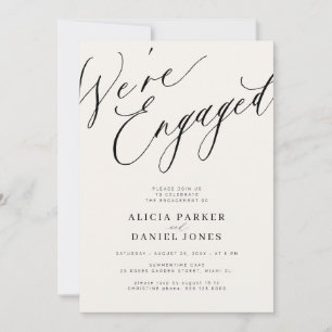Elegant We're Engaged cream ivory engagement party Invitation