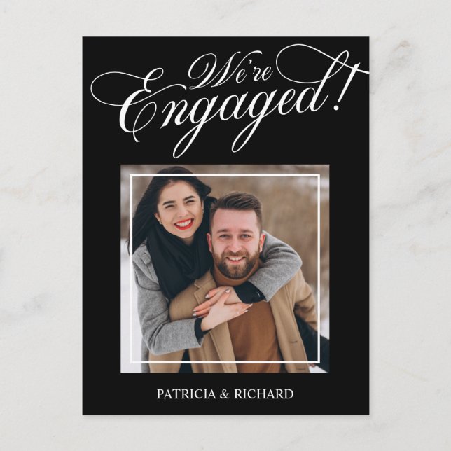 Elegant We're Engaged Engagement Announcement Post Postcard (Front)