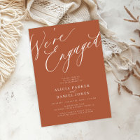 Elegant We're Engaged terracotta engagement party