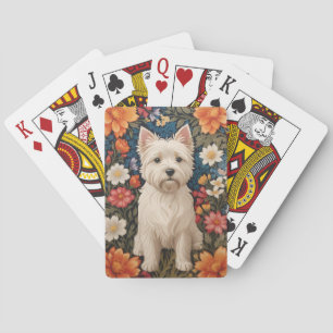 Elegant West Highland Terrier Colorful Floral Playing Cards