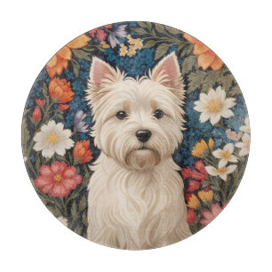 Elegant West Highland Terrier Colourful Floral Cutting Board