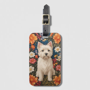 Elegant West Highland Terrier Colourful Floral Luggage Tag
