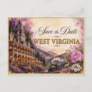 Elegant West Virginia Save the Date Wedding Invite Postcard