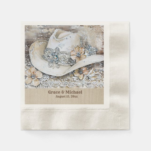 Elegant Western Boho Wedding Napkin (Front)