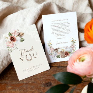 Elegant Western Cowboy Floral Crest Script Thank You Card