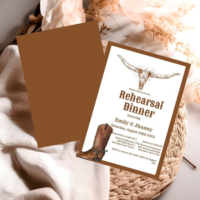 Elegant Western Cowboy Rehearsal Dinner Invitation (Creator Uploaded)