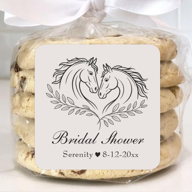 Elegant Western Horse Country Rustic Bridal Shower Square Sticker (Creator Uploaded)