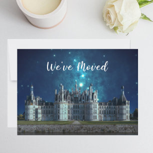 Elegant We've Moved New Home Castle at Night Announcement