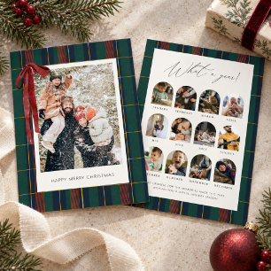 Elegant What a Year Tartan What a year Photo Holiday Card
