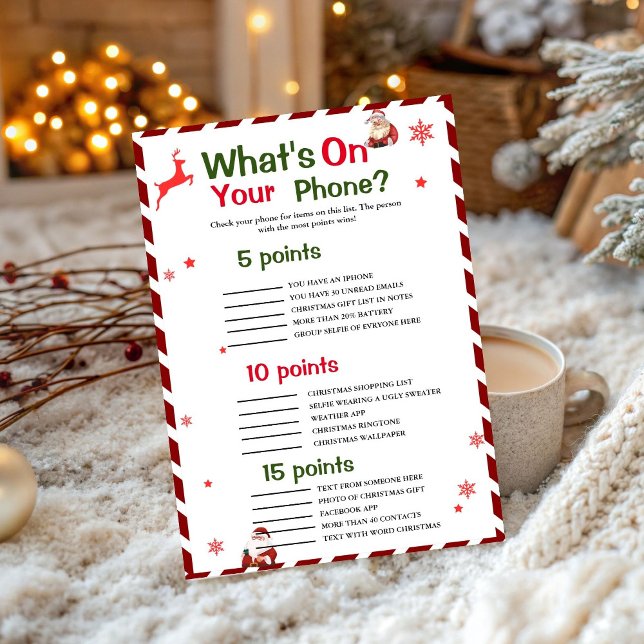 Elegant What's on Your Phone Christmas game card (Creator Uploaded)