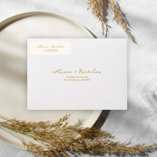 Elegant Whimsical Beige & Gold Wedding Address Return Address Label