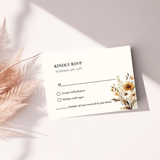 Elegant Whimsical  Botanical Wildflower wedding RSVP Card (Creator Uploaded)