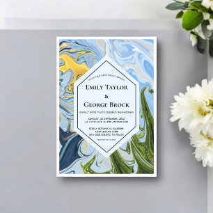 Elegant Whimsical Colorful Artful Abstract Wedding Acrylic Invitations