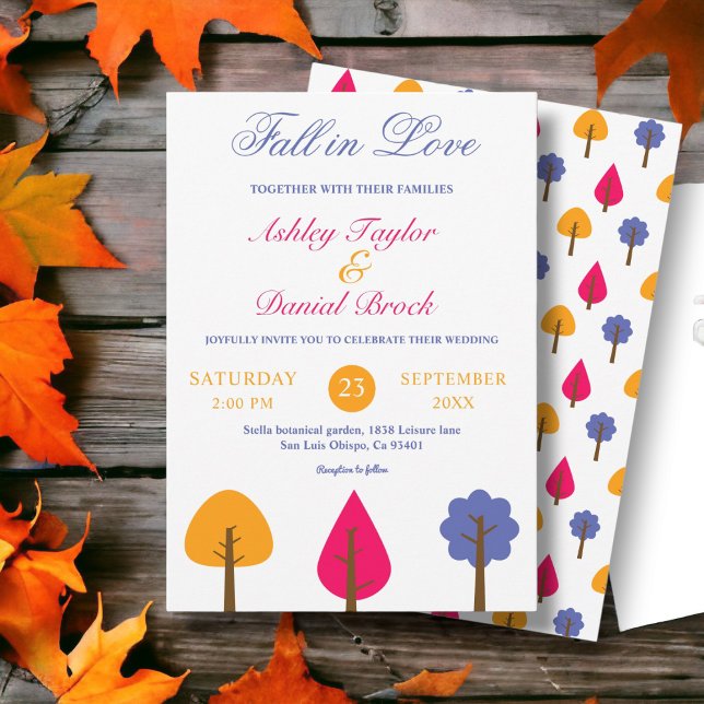 Elegant Whimsical Colourful Rustic Fall Wedding Invitation (Creator Uploaded)