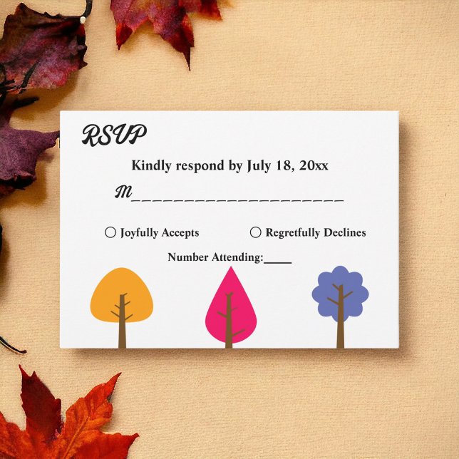 Elegant Whimsical Colourful Rustic Fall Wedding RSVP Card (Creator Uploaded)