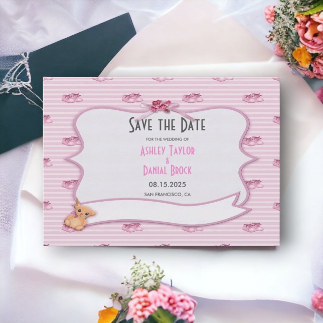 Elegant Whimsical Decorative Pink Modern Wedding Save The Date (Creator Uploaded)