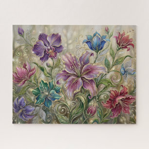 Elegant & Whimsical Fantasy Blooms Jigsaw Puzzle