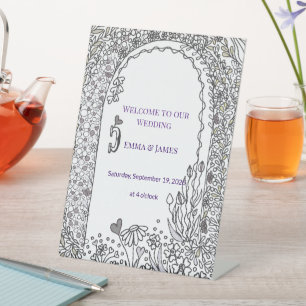 Elegant Whimsical Garden Door Wedding Pedestal Sign