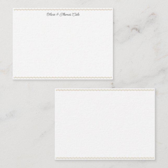 Elegant Whimsical Gold Frame Script Wedding Couple Card (Front/Back)