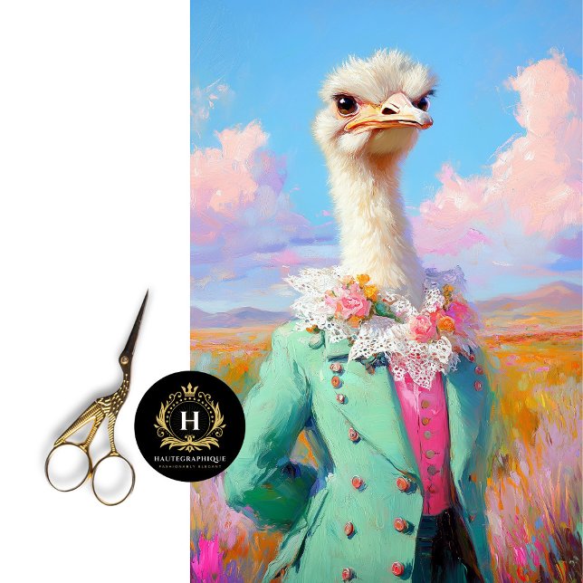 Elegant Whimsical Ostrich Decoupage Tissue Paper (Creator Uploaded)