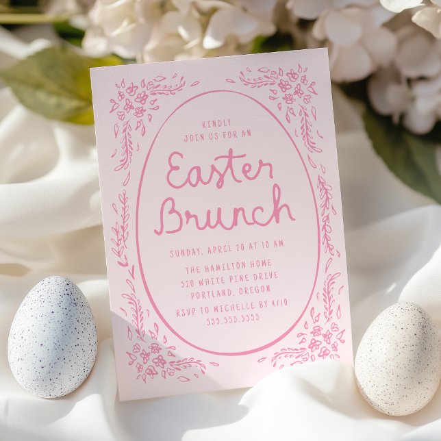 Elegant Whimsical Pink Easter Brunch Invitation (Creator Uploaded)