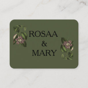 Elegant Whimsical Pink & Green Business Card