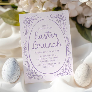 Elegant Whimsical Purple Easter Brunch Invitation