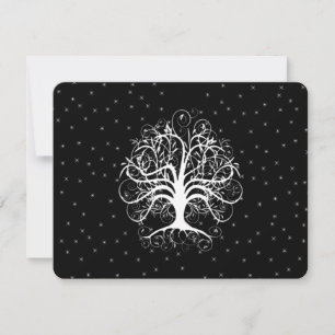 Elegant Whimsical Swirl Tree RSVP Card