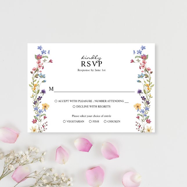 Elegant Whimsical Wildflower Garden Wedding RSVP Card (Creator Uploaded)
