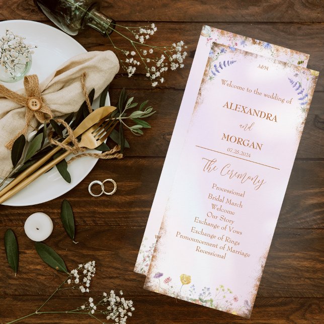 Elegant Whimsical Wildflower Pink Flat Program (Creator Uploaded)
