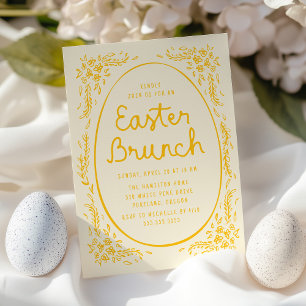 Elegant Whimsical Yellow Easter Brunch Invitation