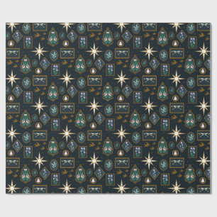 Elegant Whimsigoth Celestial Stars Halloween Wrapping Paper