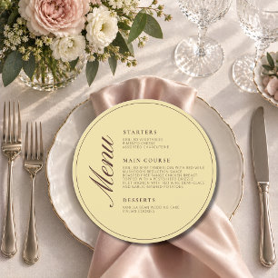 Elegant Whimsy Round Welcome Wedding Dinner Menu