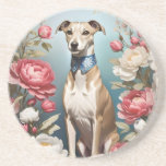 Elegant Whippet Pink Peony Flowers Blue Background Coaster<br><div class="desc">Add a touch of elegance and nature's beauty to your table settings with this 'Elegant Whippet Pink Peony Flowers' Coaster. This exquisite coaster seamlessly blends the grace of a whippet with the timeless allure of pink peonies against a serene blue background. It's more than just a functional accessory; it's a...</div>