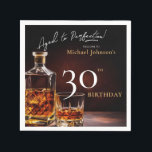 Elegant Whiskey Black Gold 30th Birthday Party Nap Napkin<br><div class="desc">Elegant Whiskey Black Gold 30th Birthday Party Napkins. Raise a toast to elegance with our milestone birthday invitation design, a perfect blend of sophistication and celebration. The black and gold accents set the stage for a classy affair, reminiscent of aged whiskey in its rich hues. This invitation exudes a timeless...</div>