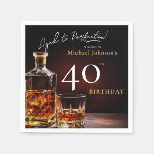 Elegant Whiskey Black Gold 40th Birthday Party Nap Napkin