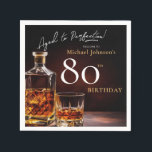 Elegant Whiskey Black Gold 80th Birthday Party Nap Napkin<br><div class="desc">Elegant Whiskey Black Gold 80th Birthday Party Napkins. Raise a toast to elegance with our milestone birthday invitation design, a perfect blend of sophistication and celebration. The black and gold accents set the stage for a classy affair, reminiscent of aged whiskey in its rich hues. This invitation exudes a timeless...</div>